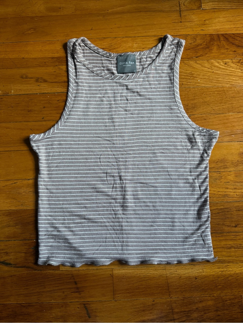 Olivia Rae White Striped Tank Top